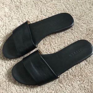 Nisolo Leather Slide Sandal in Black Size 6